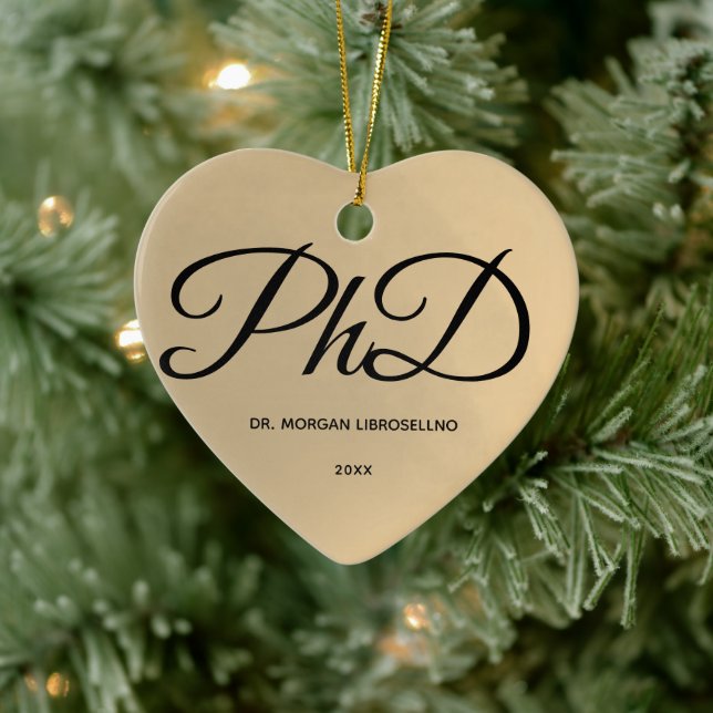 Elegantly Simple Gold PhD Name Graduation Ceramic Tree Decoration (Tree)