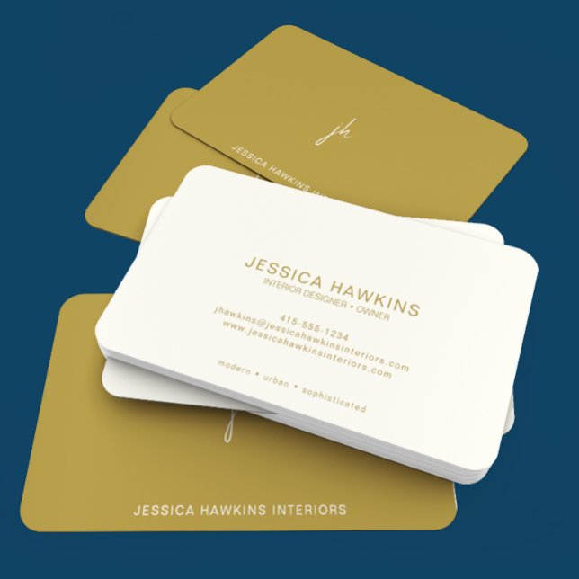 Elegantly Simple Script Monogram Gold Business Card (Creator Uploaded)