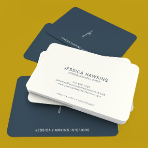 Elegantly Simple Script Monogram Indigo Blue Business Card