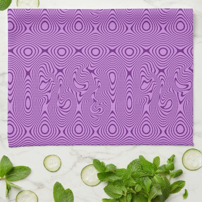 Elegantly Trippy Lines and Shapes Pattern Tea Towel (Folded)