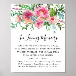 ElegantPink Peony Floral Wedding Memorial Sign