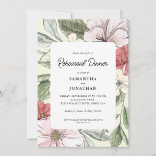 Elegants Flowers Wedding Rehearsal Dinner Invitation