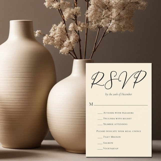 Eleganty Ivory Minimalist Wedding Meal Choice RSVP Card (Creator Uploaded)