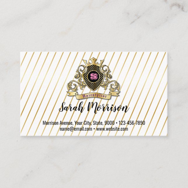 Elegenat Gold Monagram Fashioned Business Card (Front)