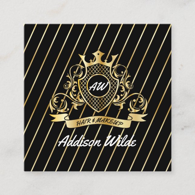 Elegenat Gold Monagram Fashioned Design Square Business Card (Front)