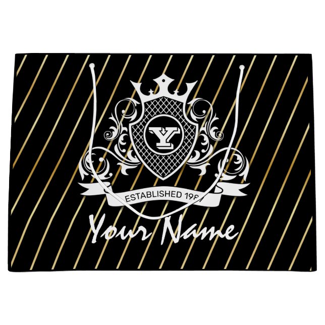 Elegenat White Monagram Fashioned Gift Bag (Front)