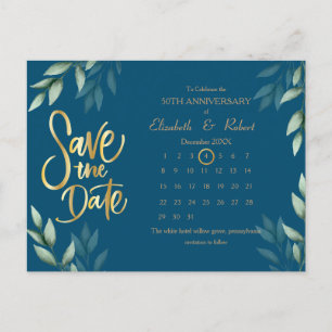 Elegent 50th Anniversary Wedding The Date Calendar Announcement Postcard