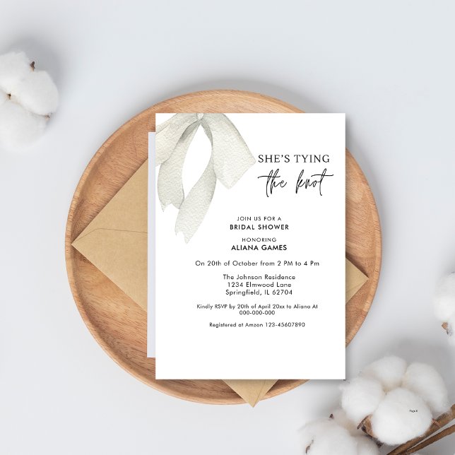 Elegent Black And White Bow Bridal Shower Invitation (Creator Uploaded)