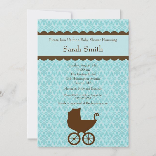 Elegent Carriage Baby Shower Invitation (Front)