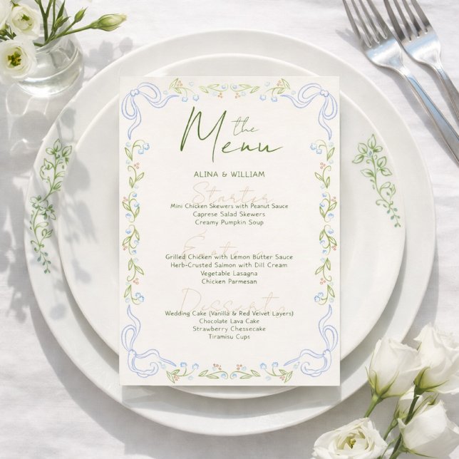 Elegent Floral Bow Border Minimal  Menu (Creator Uploaded)
