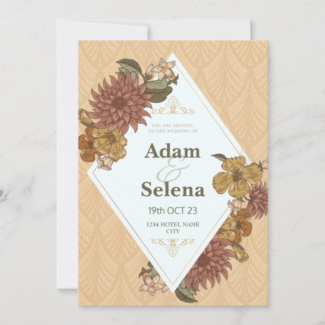 Elegent Floral weeding invitation (Front)