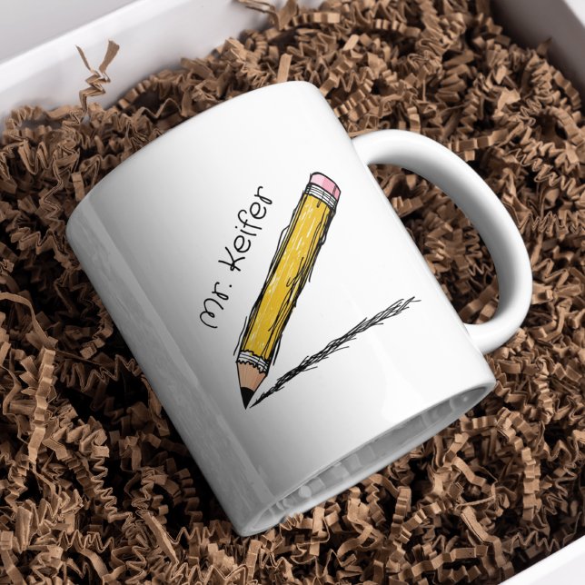 Elegent Illustrated Pencil Personalised Teachers  Coffee Mug (Creator Uploaded)
