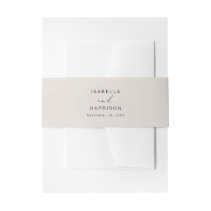 Elegent Minimalist Cream Beige Wedding Suite Invit Invitation Belly Band