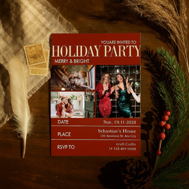 Elegent Red Magazine Cover Christmas Party Holiday Card (Creator Uploaded)