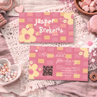 Elegent Retro Chic Pink Daisy Cute Business Card