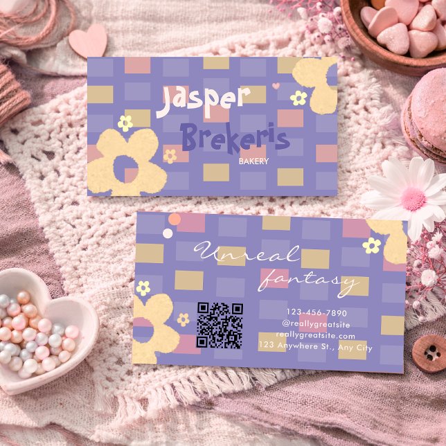 Elegent Retro Chic Purple Daisy Cute  Business Card (Creator Uploaded)