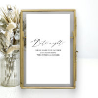 Elegnat Bridal Shower Date Night Jar Sign