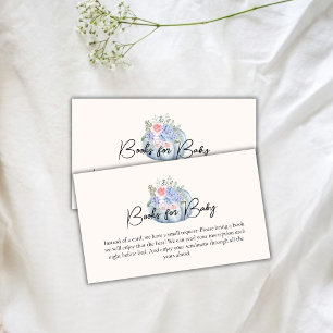 Elegnat Flower Pumpkin Fall Books For Baby Shower Enclosure Card