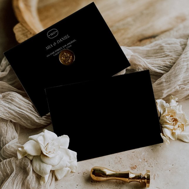 Elegnt Chic Black Wedding Monogram Envelope (Elegnt Chic Black Wedding Monogram Envelope)