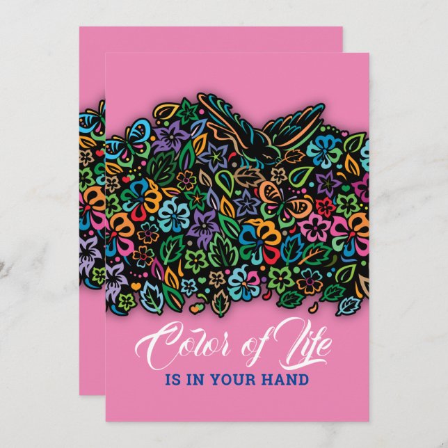 Elelgant Colour of Life Design Holiday Card (Front/Back)