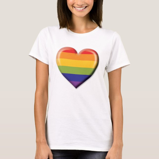 Elelgant Minimalist Rainbow Heart Design T-Shirt (Front)