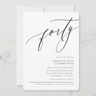 ELELGANT modern Calligraphy 40th party black Invitation