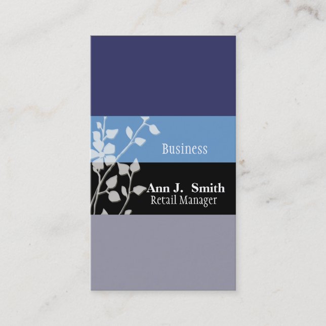 Elelgant Nature Professional Two Blues Floral Business Card (Front)