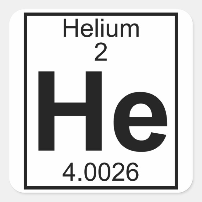Element 002 - He - Helium (Full) Square Sticker (Front)