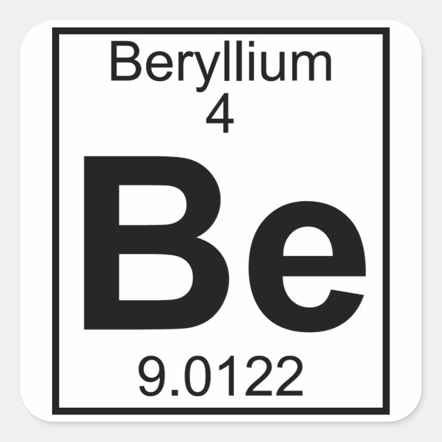 Element 004 - Be - Beryllium (Full) Square Sticker (Front)