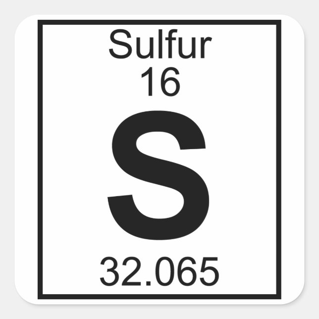 Element 016 - S - Sulphur (Full) Square Sticker (Front)