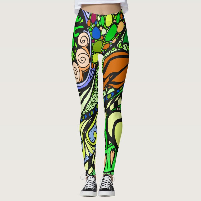 Element 9b Doodle Fine Art Leggings green (Front)