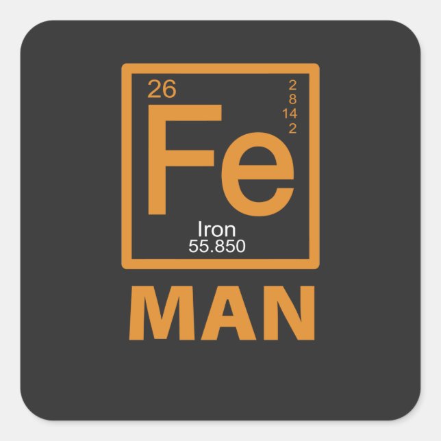 Element Iron Fe Square Sticker (Front)