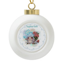 Elemental Aquarius Snowflake Framed Ornament