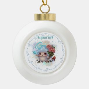 Elemental Aquarius Snowflake Framed Ornament