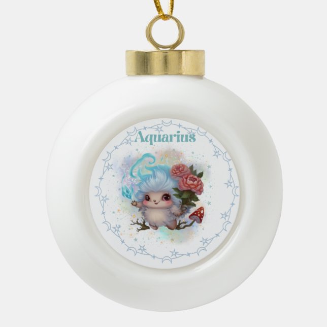 Elemental Aquarius Snowflake Framed Ornament (Front)