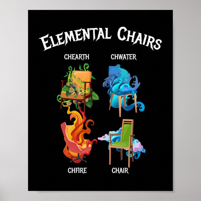 Elemental Chairs Chairs Fire Earth Poster (Front)