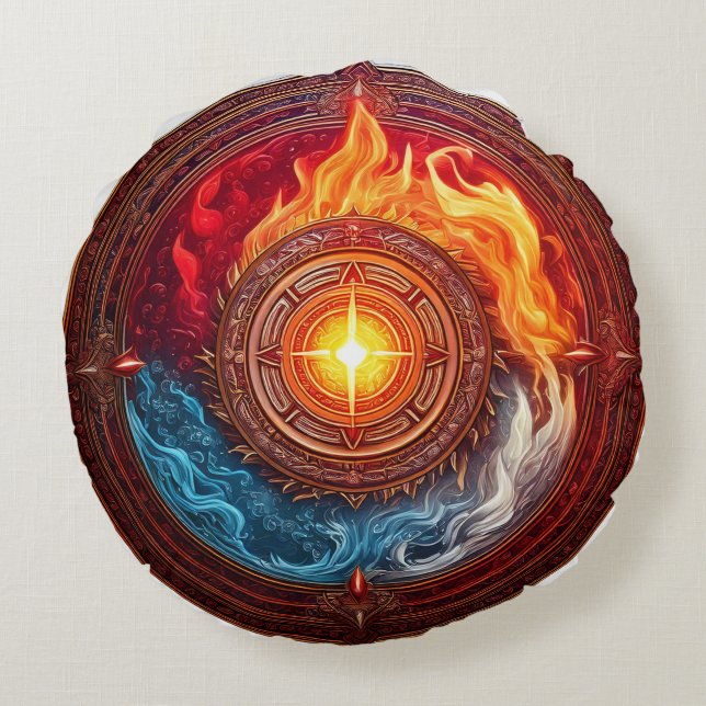 Elemental Circle Of Power Round Cushion (Back)