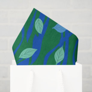 Elemental Flow Emerald Green Cobalt Blue w Leaves Tissue Paper