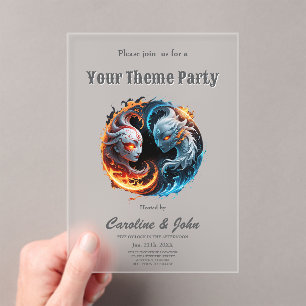 Elemental harmony, yin and yang of nature. acrylic invitations