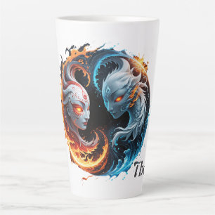 Elemental harmony, yin and yang of nature. latte mug