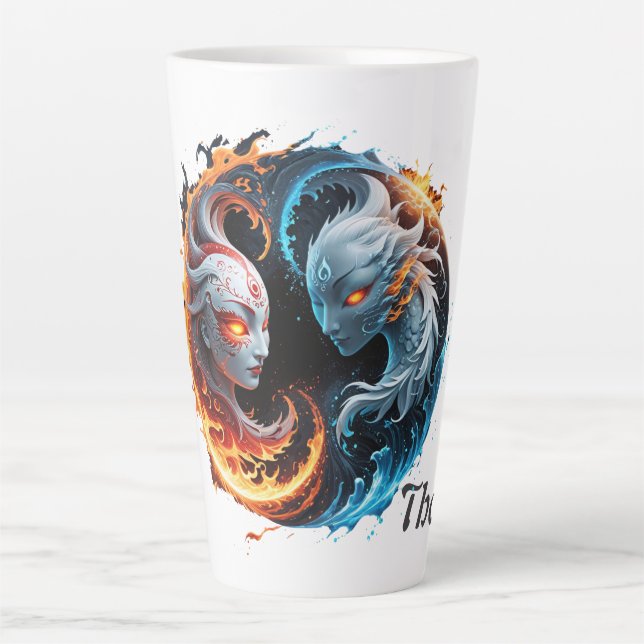 Elemental harmony, yin and yang of nature.  latte mug (Front)