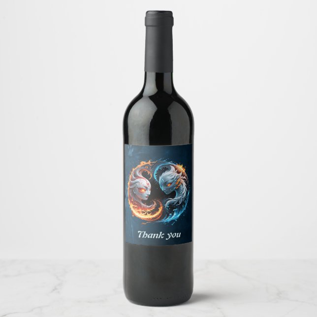 Elemental harmony, yin and yang of nature.  wine label (Front)
