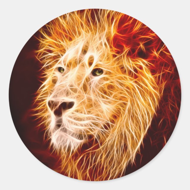 Elemental lion classic round sticker (Front)