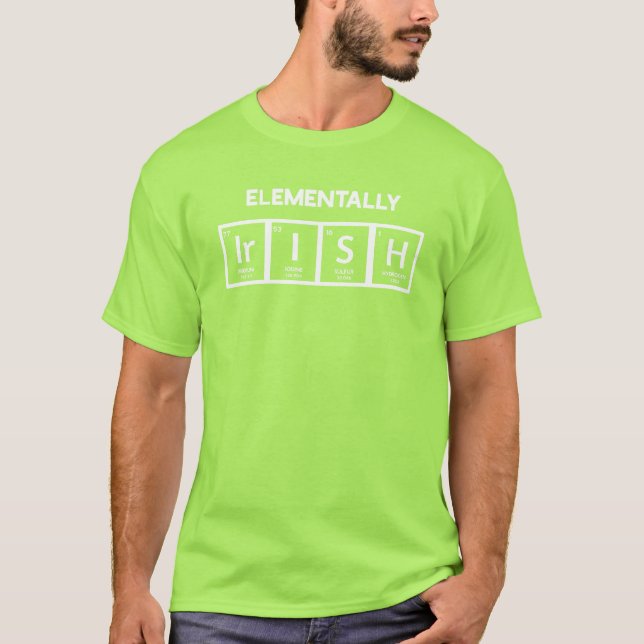 Elementally Irish on Lime Green Tee Shirt (Front)