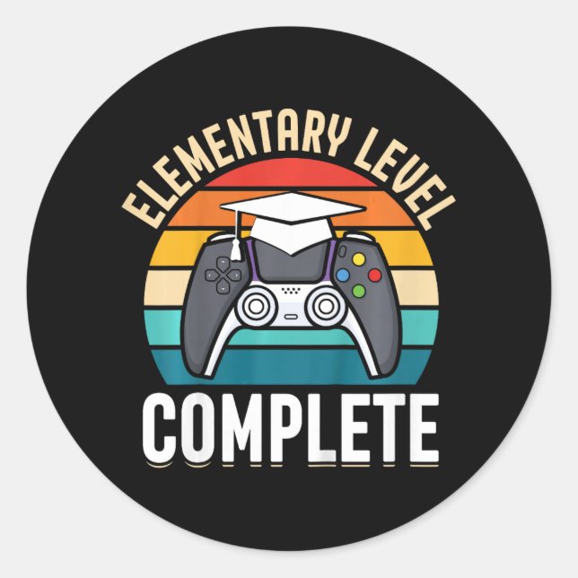 Elementary Level Complete Gamer Cl Of 2024 Graduat Classic Round Sticker (Front)