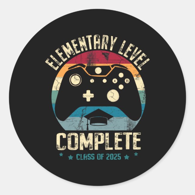 Elementary Level Complete Gamer Cl Of 2025 Graduat Classic Round Sticker (Front)