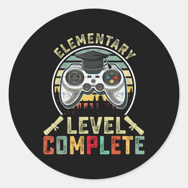 Elementary Level Complete Gamer Elementary Graduat Classic Round Sticker (Front)