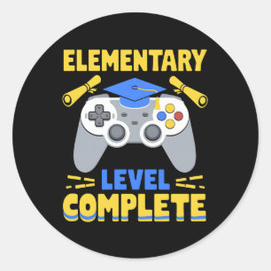 Elementary Level Complete Gaming Gamer Graduation Classic Round Sticker