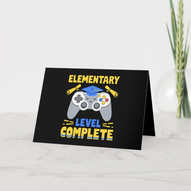 Elementary Level Complete Gaming Gamer Graduation Thank You Card (Front)