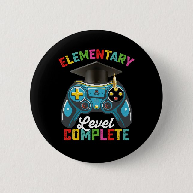 Elementary Level Complete Graduation Gaming Gamer 6 Cm Round Badge (Front)